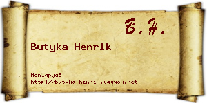 Butyka Henrik névjegykártya